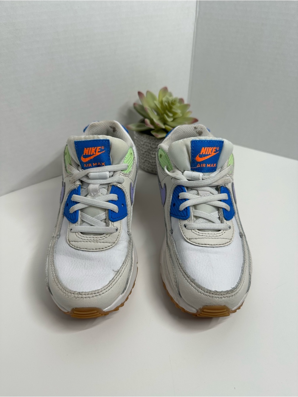Nike Kids Air Max Sneakers - White with Blue, Green & Orange Accents